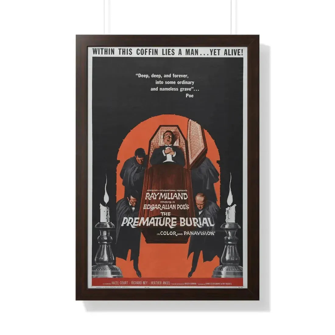 THE PREMATURE BURIAL 1962 - Framed Movie Poster 20" x 30" Walnut - The Sticker Space