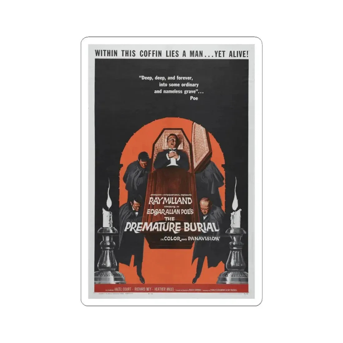 THE PREMATURE BURIAL 1962 Movie Poster - STICKER Vinyl Kiss-Cut Decal 3 Inch White - The Sticker Space