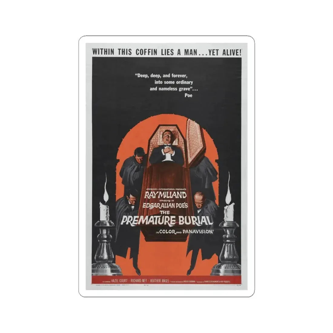 THE PREMATURE BURIAL 1962 Movie Poster - STICKER Vinyl Kiss-Cut Decal 4 Inch White - The Sticker Space
