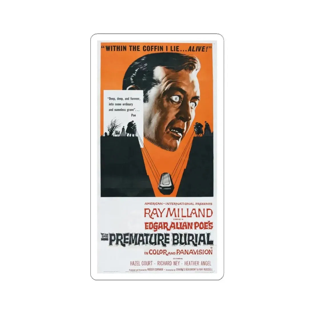 THE PREMATURE BURIAL (2) 1962 Movie Poster - STICKER Vinyl Kiss-Cut Decal 4 Inch White - The Sticker Space