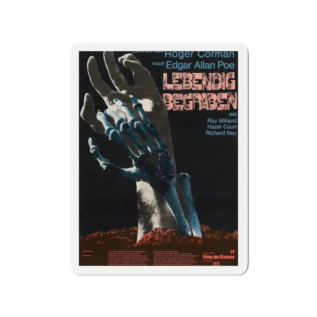 THE PREMATURE BURIAL (GERMAN) 1962 Movie Poster - Refrigerator Magnet 2 Inch - The Sticker Space
