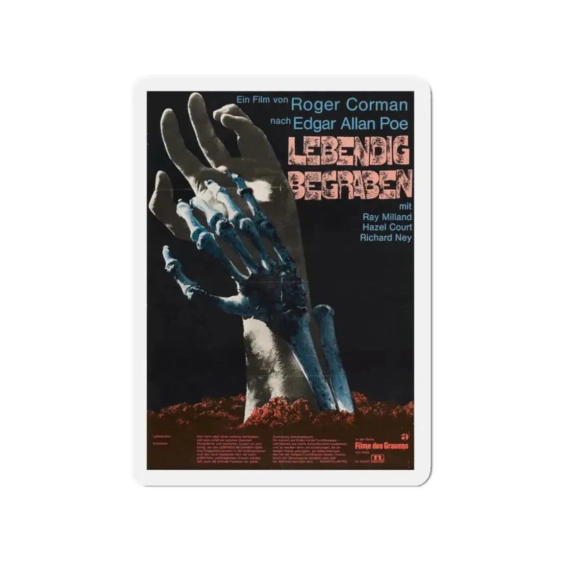 THE PREMATURE BURIAL (GERMAN) 1962 Movie Poster - Refrigerator Magnet 3 Inch - The Sticker Space