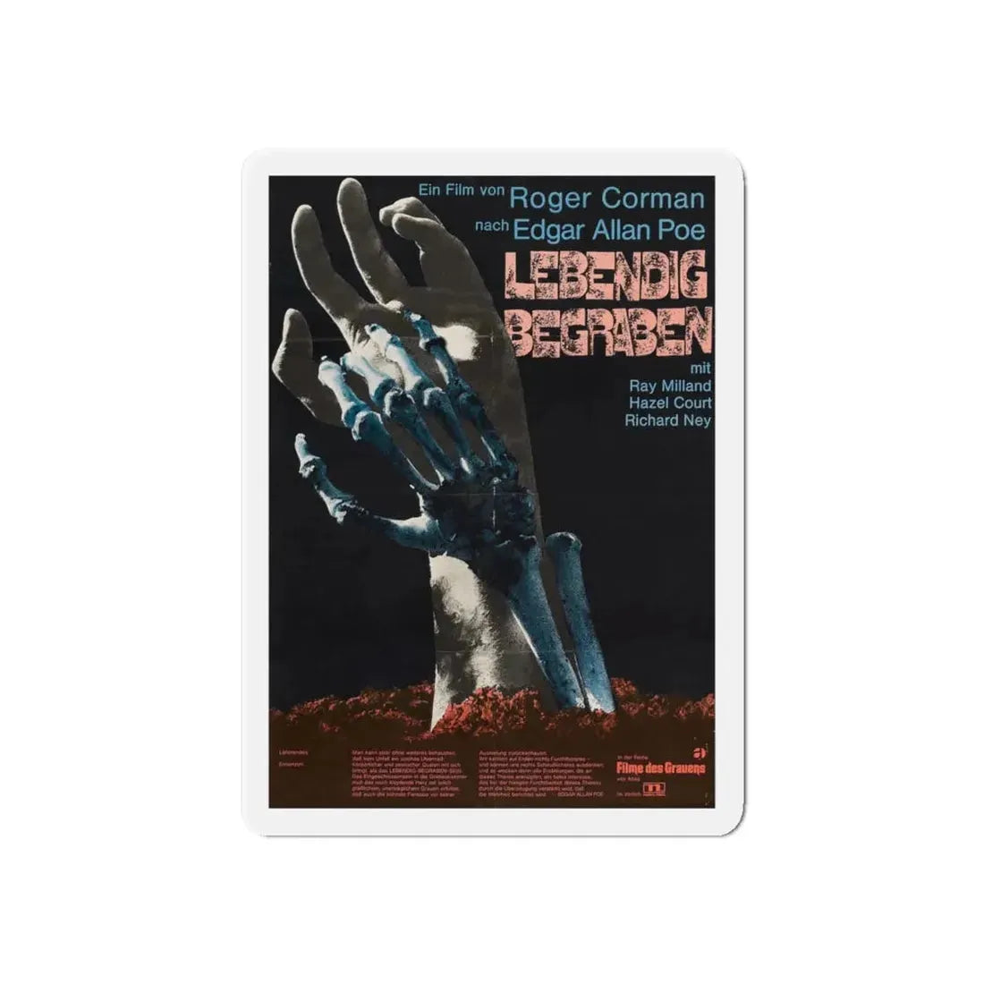 THE PREMATURE BURIAL (GERMAN) 1962 Movie Poster - Refrigerator Magnet 6 Inch - The Sticker Space