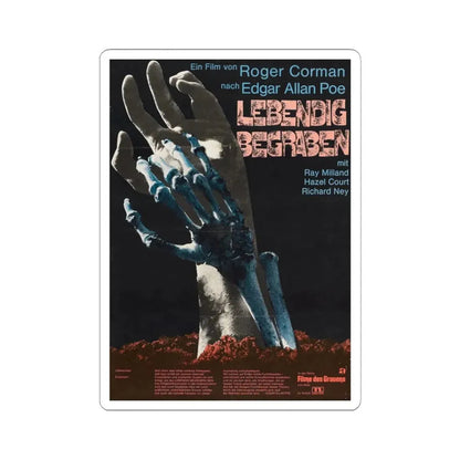 THE PREMATURE BURIAL (GERMAN) 1962 Movie Poster - STICKER Vinyl Kiss-Cut Decal 4 Inch White - The Sticker Space