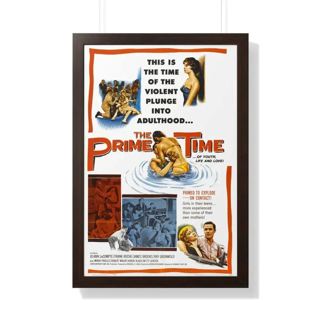 THE PRIME TIME 1960 - Framed Movie Poster 20" x 30" Walnut - The Sticker Space