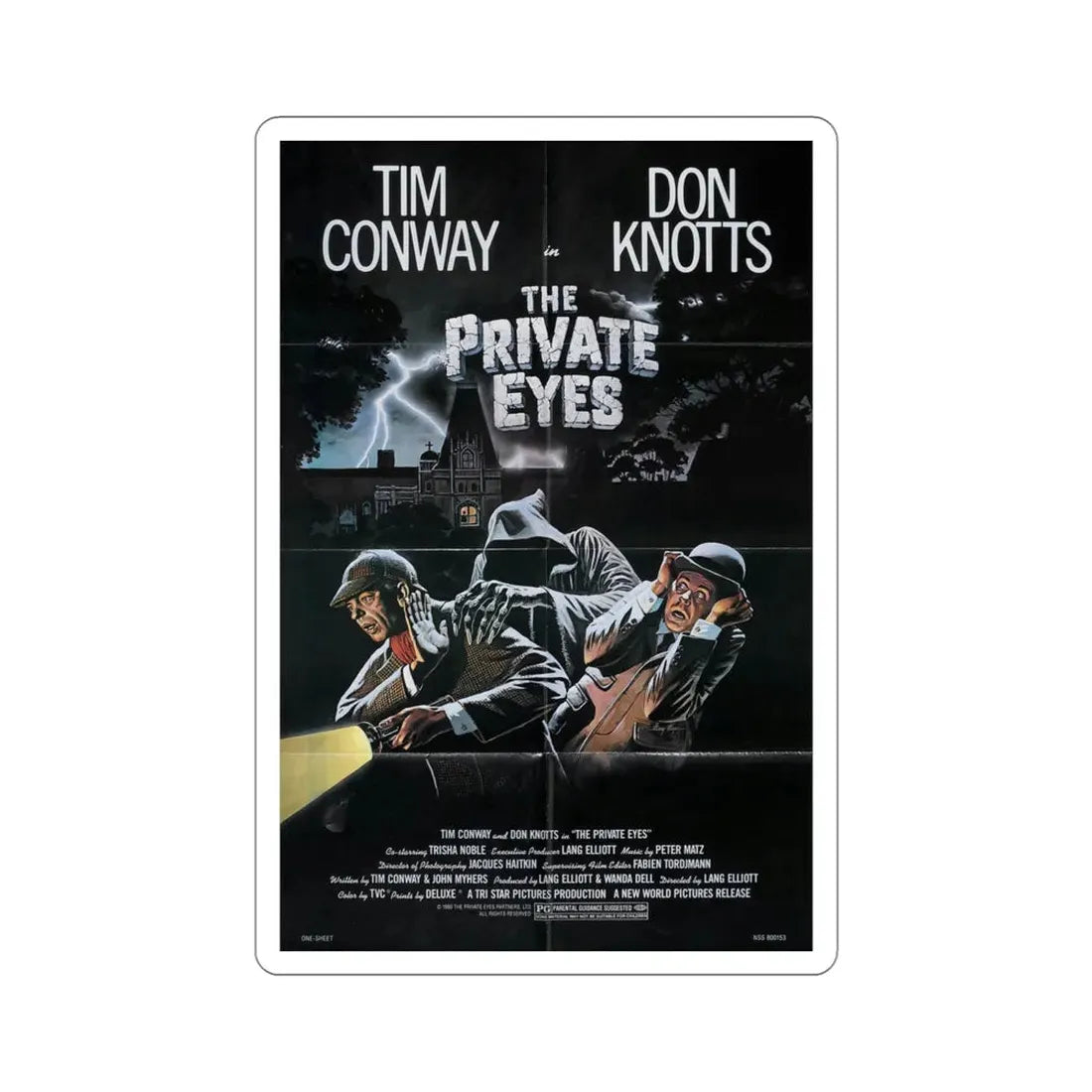 The Private Eyes 1981 Movie Poster STICKER Vinyl Die-Cut Decal 4 Inch - The Sticker Space