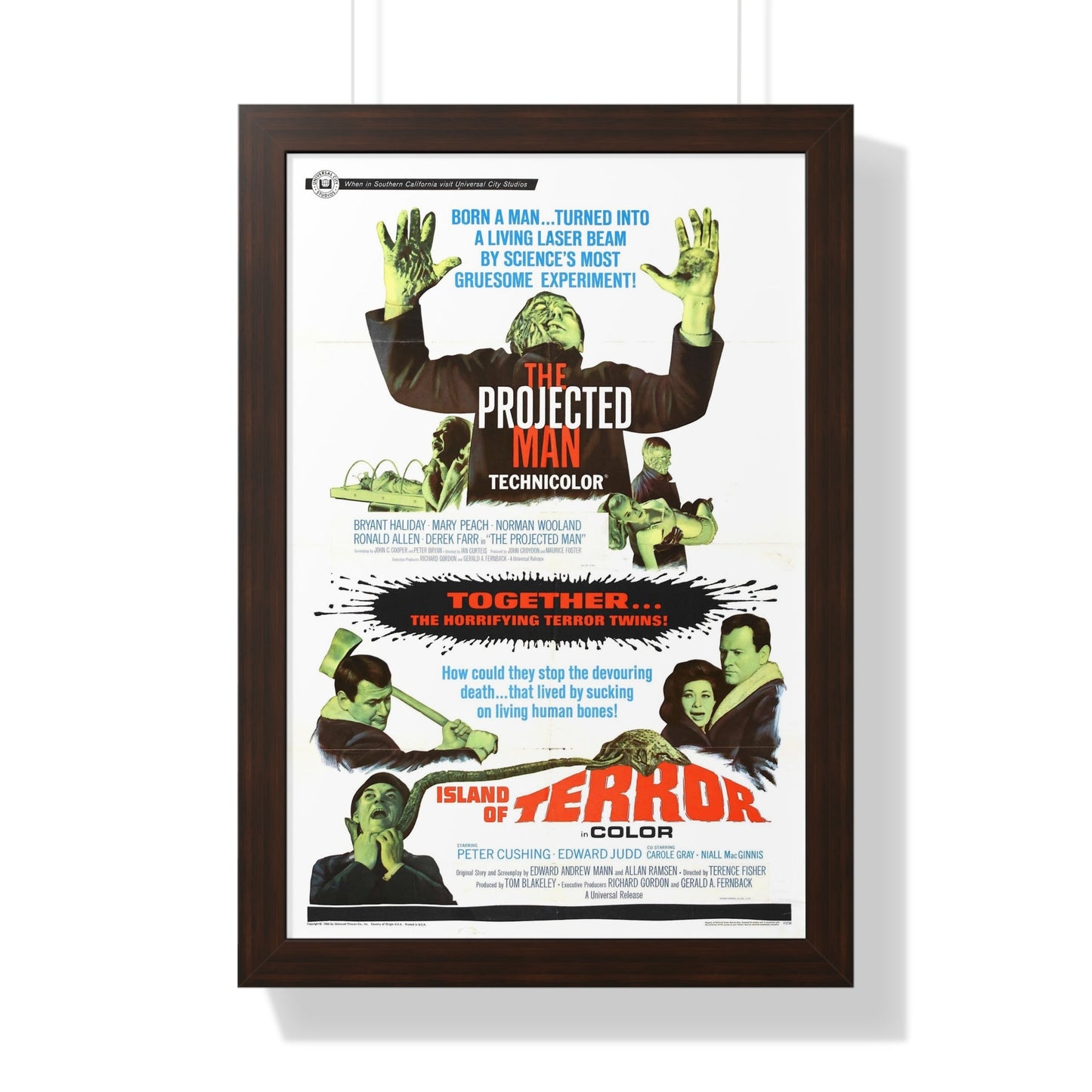 THE PROJECTED MAN + ISLAND OF TERROR 1966 - Framed Movie Poster-16″ x 24″-The Sticker Space