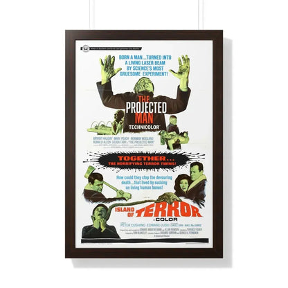 THE PROJECTED MAN + ISLAND OF TERROR 1966 - Framed Movie Poster 20" x 30" Walnut - The Sticker Space