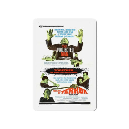 THE PROJECTED MAN + ISLAND OF TERROR 1966 Movie Poster - Refrigerator Magnet 4 Inch Die-Cut - The Sticker Space