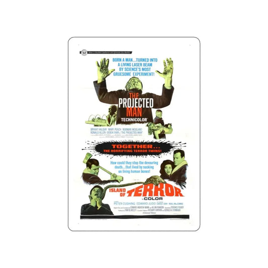 THE PROJECTED MAN + ISLAND OF TERROR 1966 Movie Poster STICKER Vinyl Die-Cut Decal 2 Inch - The Sticker Space