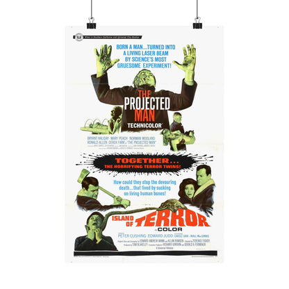 THE PROJECTED MAN + ISLAND OF TERROR 1966 - Paper Movie Poster-12″ x 18″-The Sticker Space