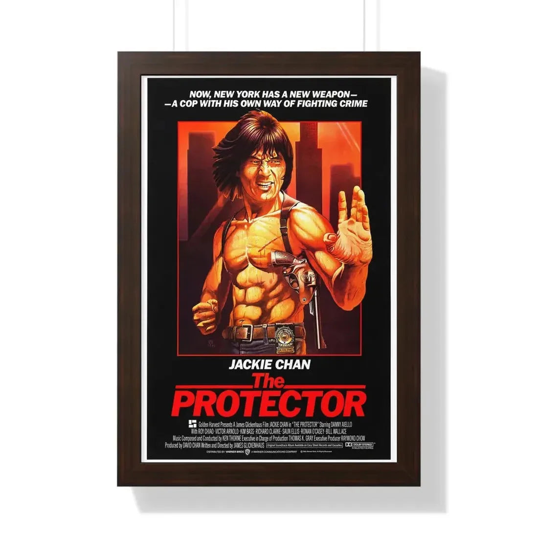 THE PROTECTOR 1985 - Framed Movie Poster 16″ x 24″ Walnut - The Sticker Space