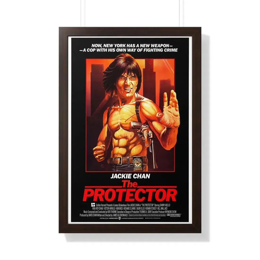 THE PROTECTOR 1985 - Framed Movie Poster 20" x 30" Walnut - The Sticker Space