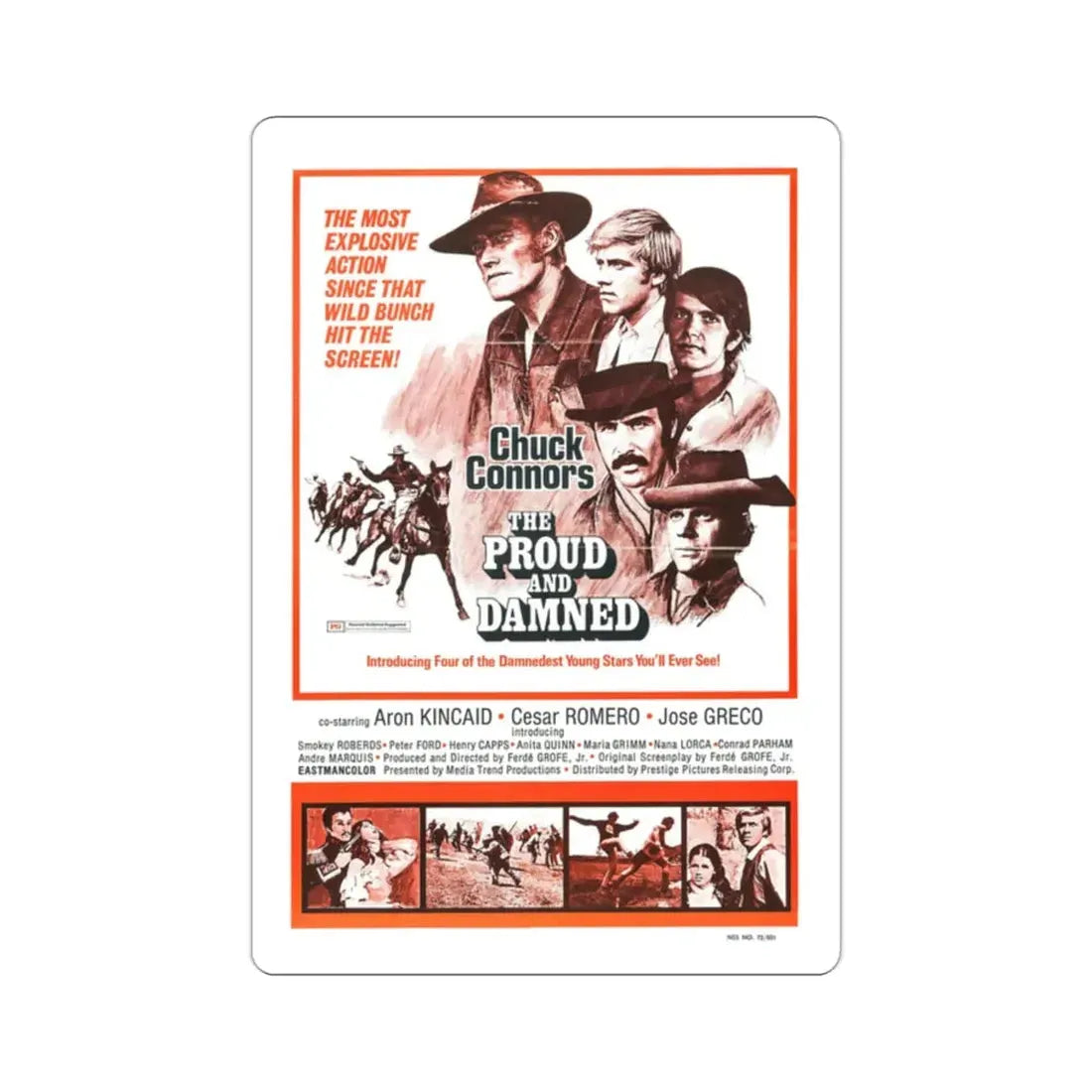 The Proud and Damned 1972 Movie Poster STICKER Vinyl Die-Cut Decal 2 Inch - The Sticker Space