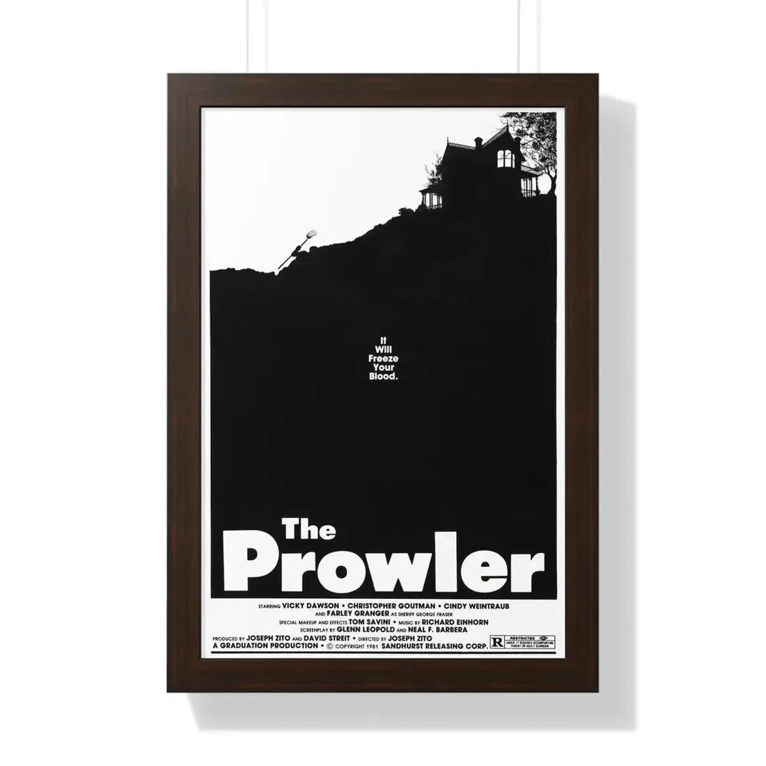 THE PROWLER 1981 - Framed Movie Poster 16″ x 24″ Walnut - The Sticker Space
