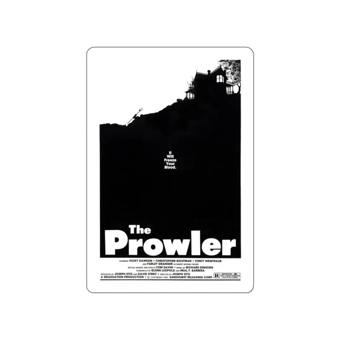 THE PROWLER 1981 Movie Poster STICKER Vinyl Die-Cut Decal 6 Inch - The Sticker Space