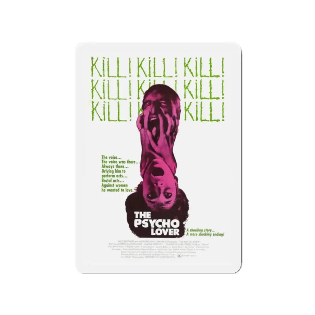 THE PSYCHO LOVER 1970 Movie Poster - Refrigerator Magnet 2 Inch - The Sticker Space