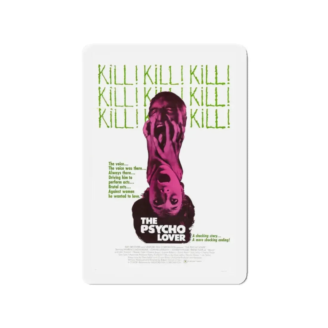 THE PSYCHO LOVER 1970 Movie Poster - Refrigerator Magnet 3 Inch - The Sticker Space