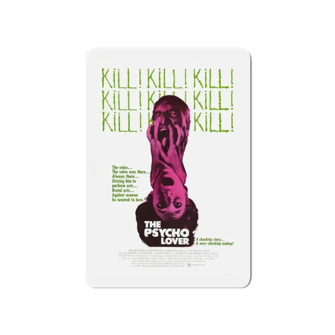 THE PSYCHO LOVER 1970 Movie Poster - Refrigerator Magnet 4 Inch - The Sticker Space
