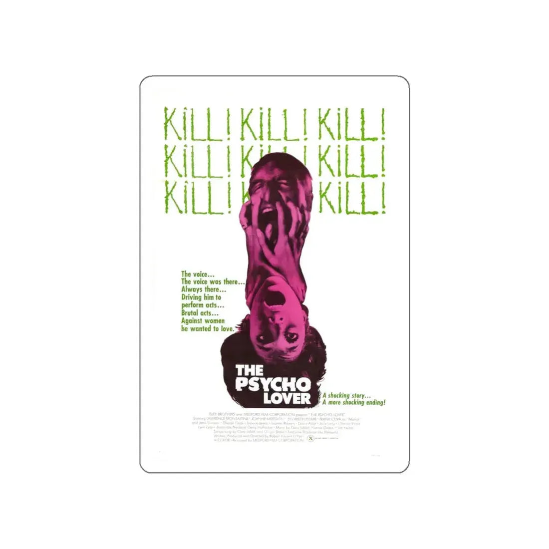 THE PSYCHO LOVER 1970 Movie Poster STICKER Vinyl Die-Cut Decal 4 Inch - The Sticker Space