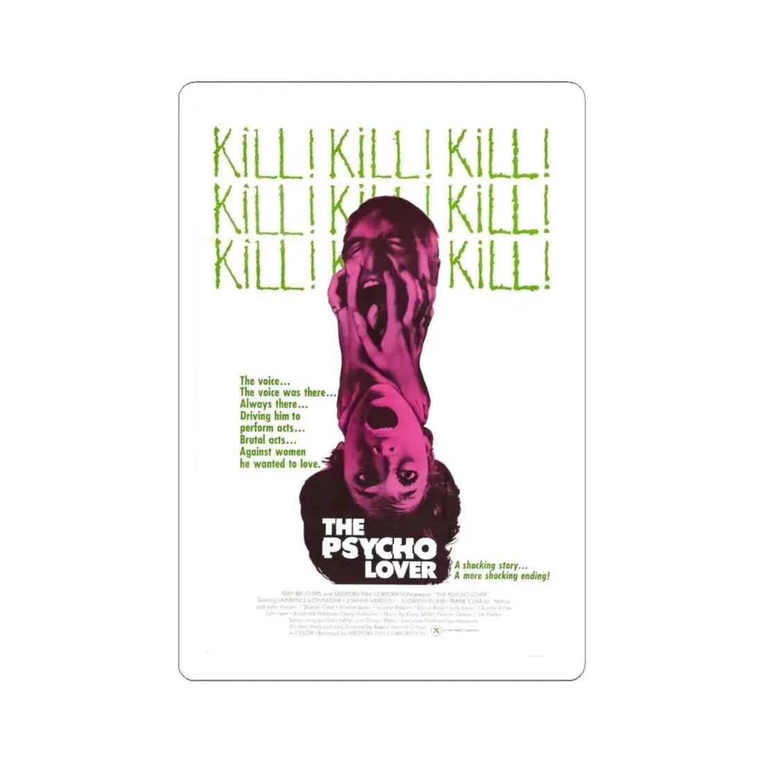 THE PSYCHO LOVER 1970 Movie Poster - STICKER Vinyl Kiss-Cut Decal 6 Inch White - The Sticker Space