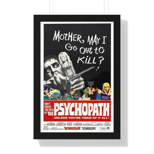 THE PSYCHOPATH 1966 - Framed Movie Poster 16″ x 24″ Black - The Sticker Space