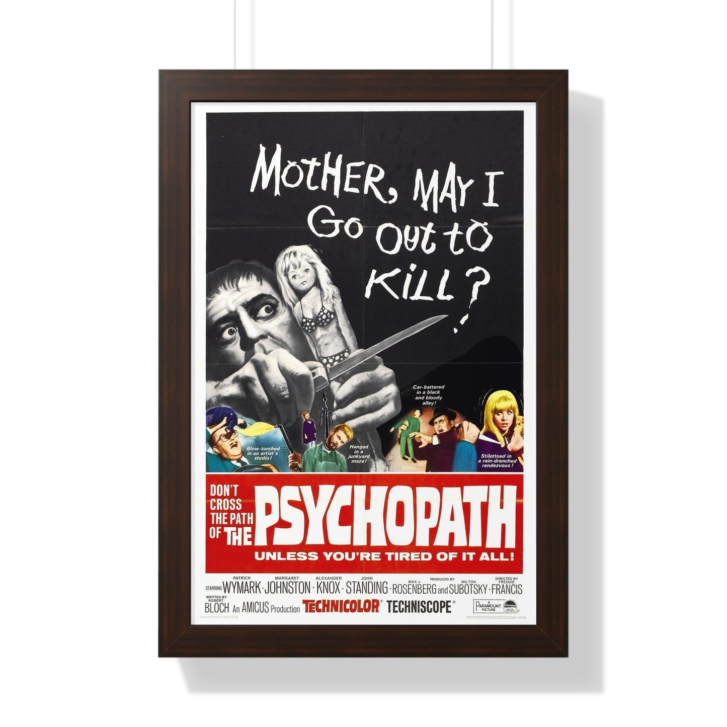 THE PSYCHOPATH 1966 - Framed Movie Poster-16″ x 24″-The Sticker Space