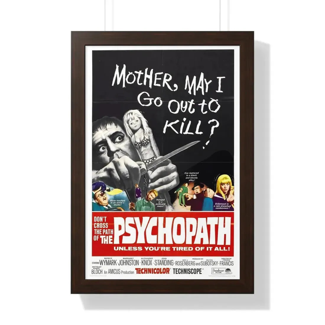 THE PSYCHOPATH 1966 - Framed Movie Poster 16″ x 24″ Walnut - The Sticker Space
