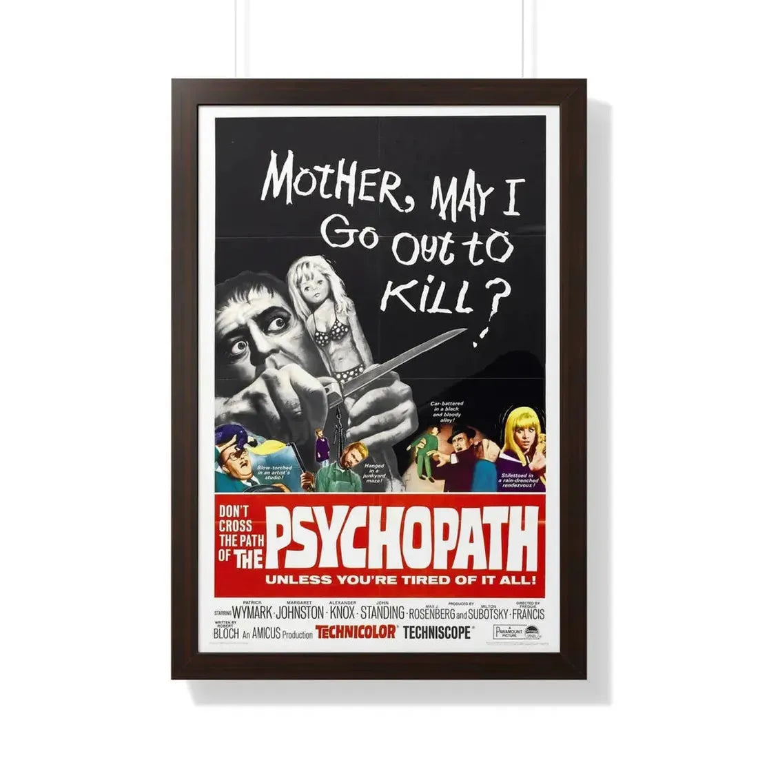 THE PSYCHOPATH 1966 - Framed Movie Poster 20" x 30" Walnut - The Sticker Space
