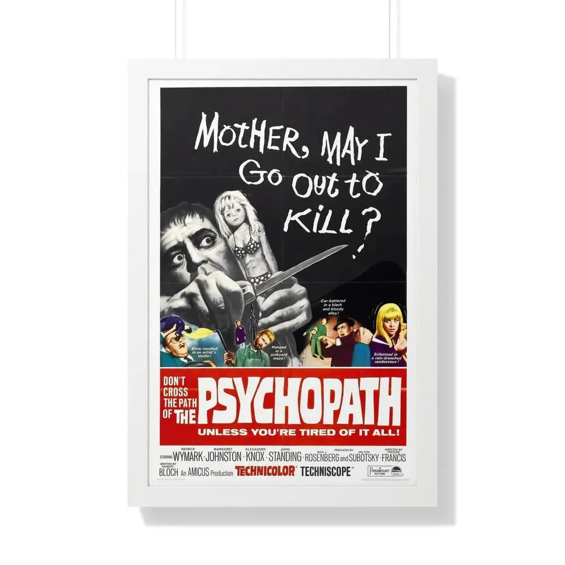 THE PSYCHOPATH 1966 - Framed Movie Poster 20" x 30" White - The Sticker Space