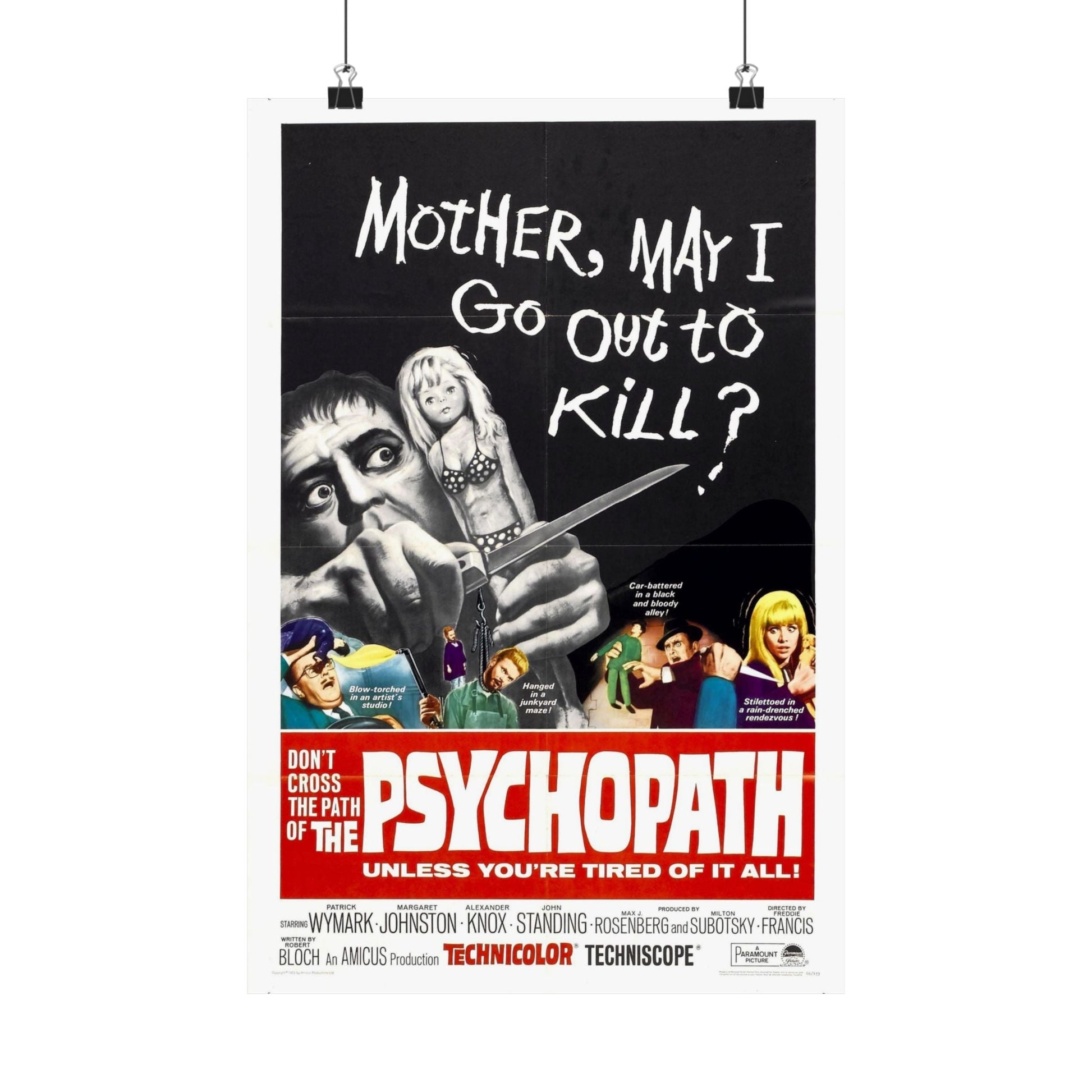 THE PSYCHOPATH 1966 - Paper Movie Poster-12″ x 18″-The Sticker Space