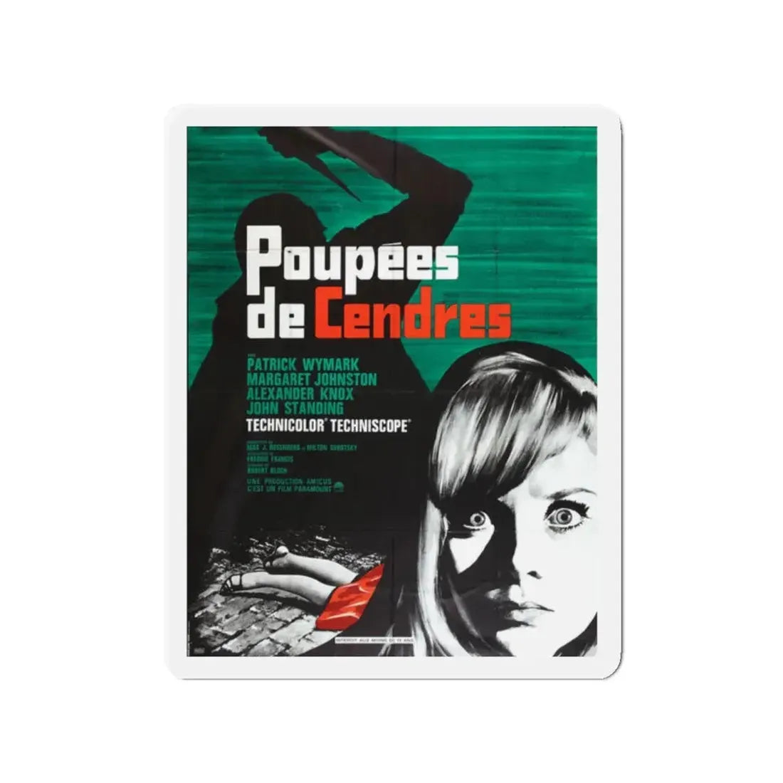 THE PSYCHOPATH (FRENCH) 1966 Movie Poster - Refrigerator Magnet 2 Inch Die-Cut - The Sticker Space