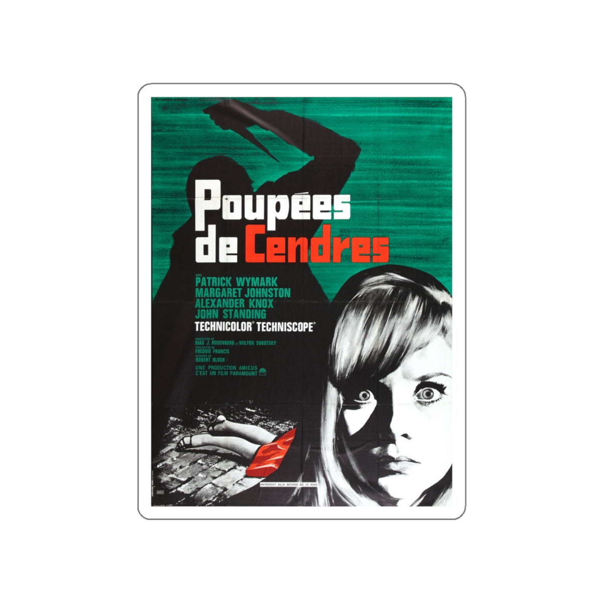 THE PSYCHOPATH (FRENCH) 1966 Movie Poster STICKER Vinyl Die-Cut Decal-White-The Sticker Space