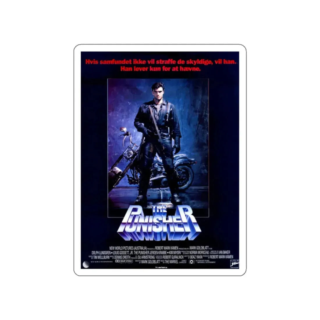 THE PUNISHER (DANISH) 1989 Movie Poster STICKER Vinyl Die-Cut Decal 2 Inch - The Sticker Space