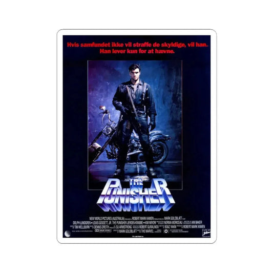 THE PUNISHER (DANISH) 1989 Movie Poster - STICKER Vinyl Kiss-Cut Decal 2 Inch White - The Sticker Space