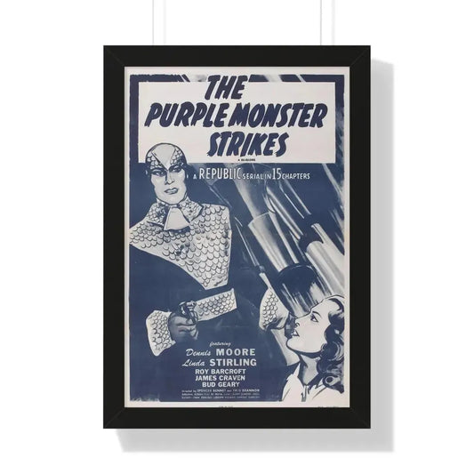 THE PURPLE MONSTER STRIKES 1945 - Framed Movie Poster 16″ x 24″ Black - The Sticker Space