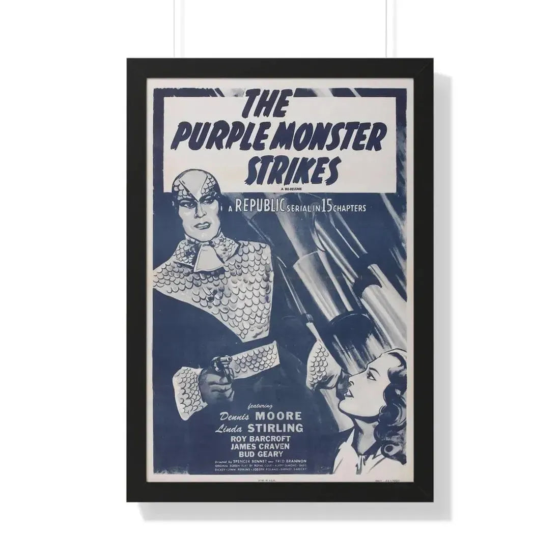 THE PURPLE MONSTER STRIKES 1945 - Framed Movie Poster 20" x 30" Black - The Sticker Space