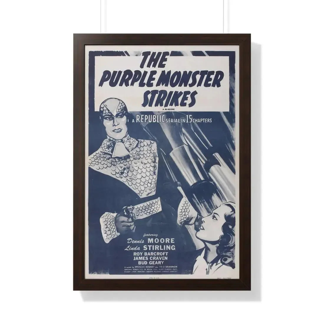 THE PURPLE MONSTER STRIKES 1945 - Framed Movie Poster 20" x 30" Walnut - The Sticker Space