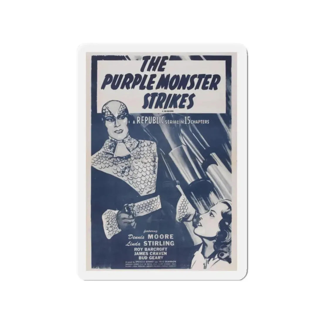 THE PURPLE MONSTER STRIKES 1945 Movie Poster - Refrigerator Magnet 2 Inch - The Sticker Space