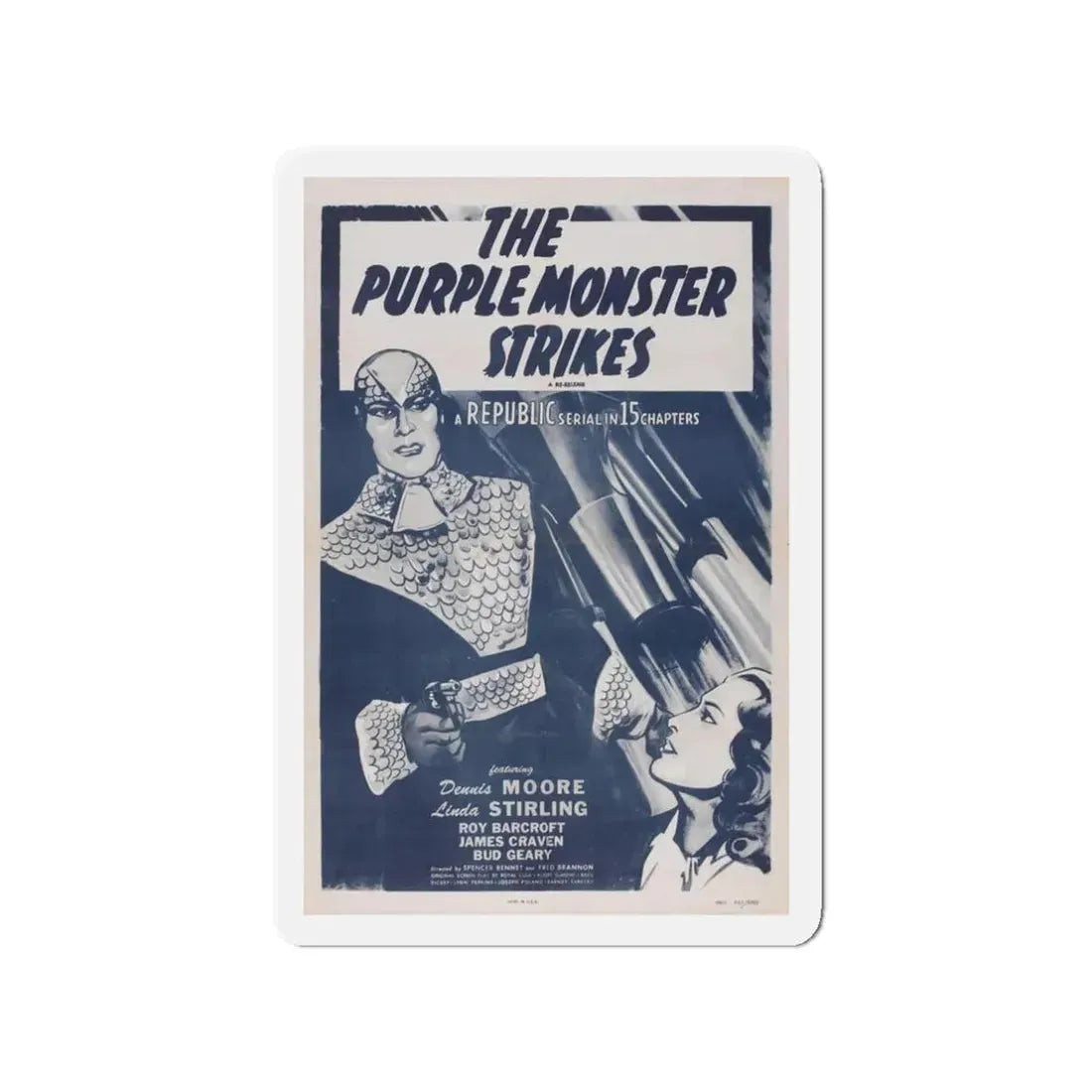 THE PURPLE MONSTER STRIKES 1945 Movie Poster - Refrigerator Magnet 3 Inch - The Sticker Space