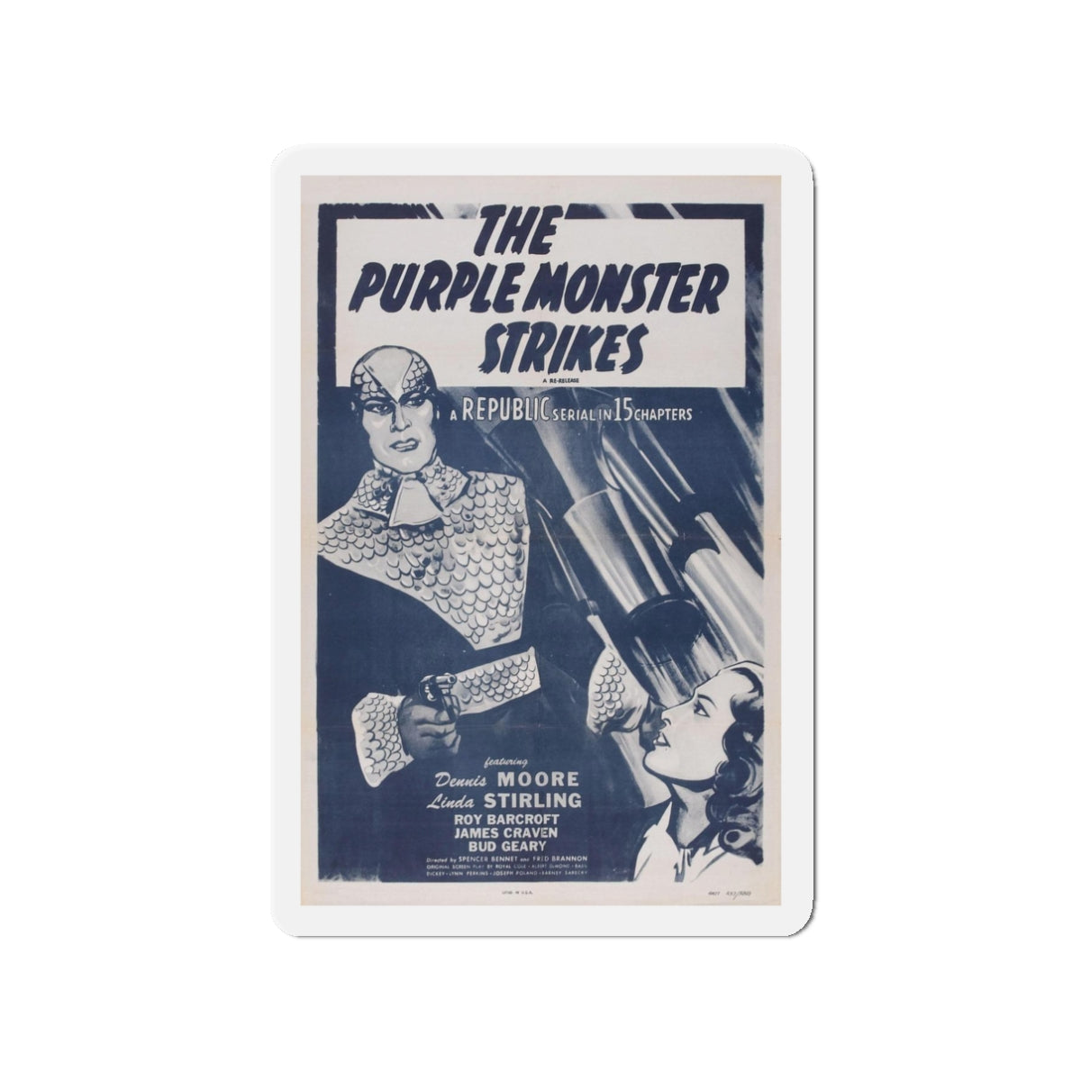 THE PURPLE MONSTER STRIKES 1945 Movie Poster - Refrigerator Magnet