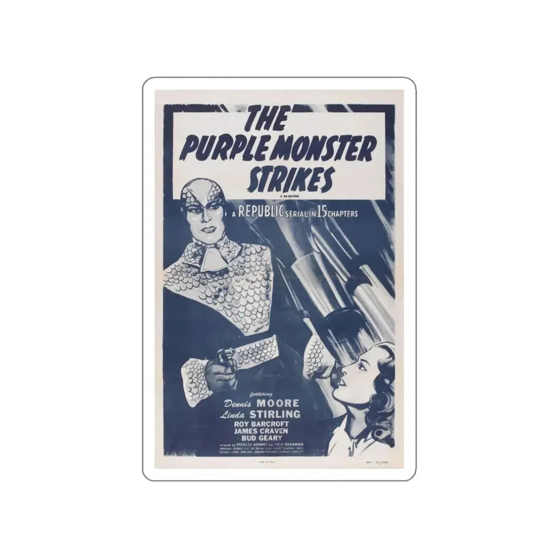 THE PURPLE MONSTER STRIKES 1945 Movie Poster STICKER Vinyl Die-Cut Decal 3 Inch - The Sticker Space