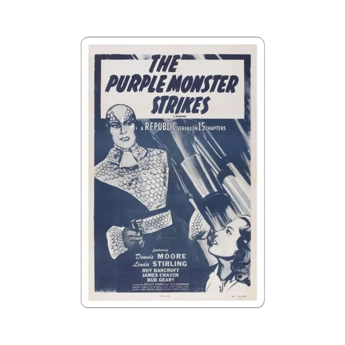 THE PURPLE MONSTER STRIKES 1945 Movie Poster - STICKER Vinyl Kiss-Cut Decal 3 Inch White - The Sticker Space