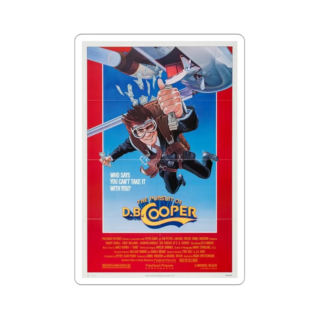 The Pursuit of DB Cooper 1981 Movie Poster STICKER Vinyl Die-Cut Decal 4 Inch - The Sticker Space