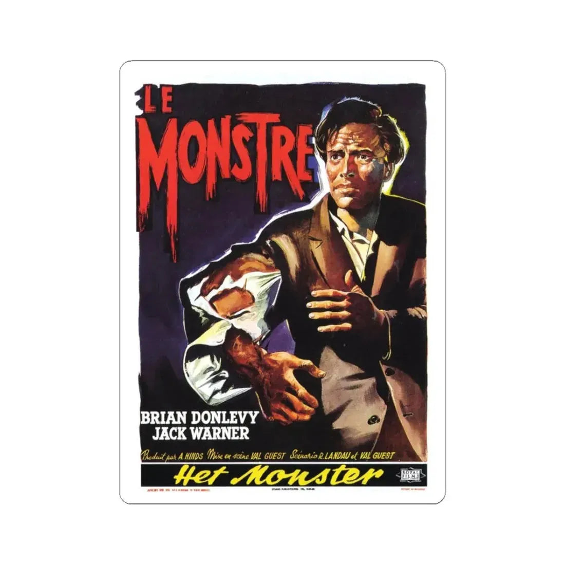 THE QUATERMASS EXPERIMENT (BELGIAN) 1955 Movie Poster - STICKER Vinyl Kiss-Cut Decal 3 Inch White - The Sticker Space