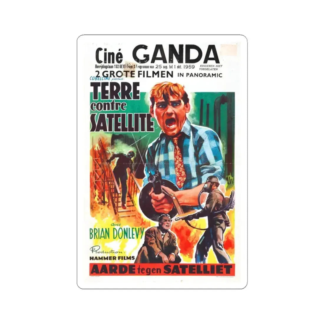 THE QUATERMASS EXPERIMENT (BELGIAN) 2 1955 Movie Poster - STICKER Vinyl Kiss-Cut Decal 6 Inch White - The Sticker Space