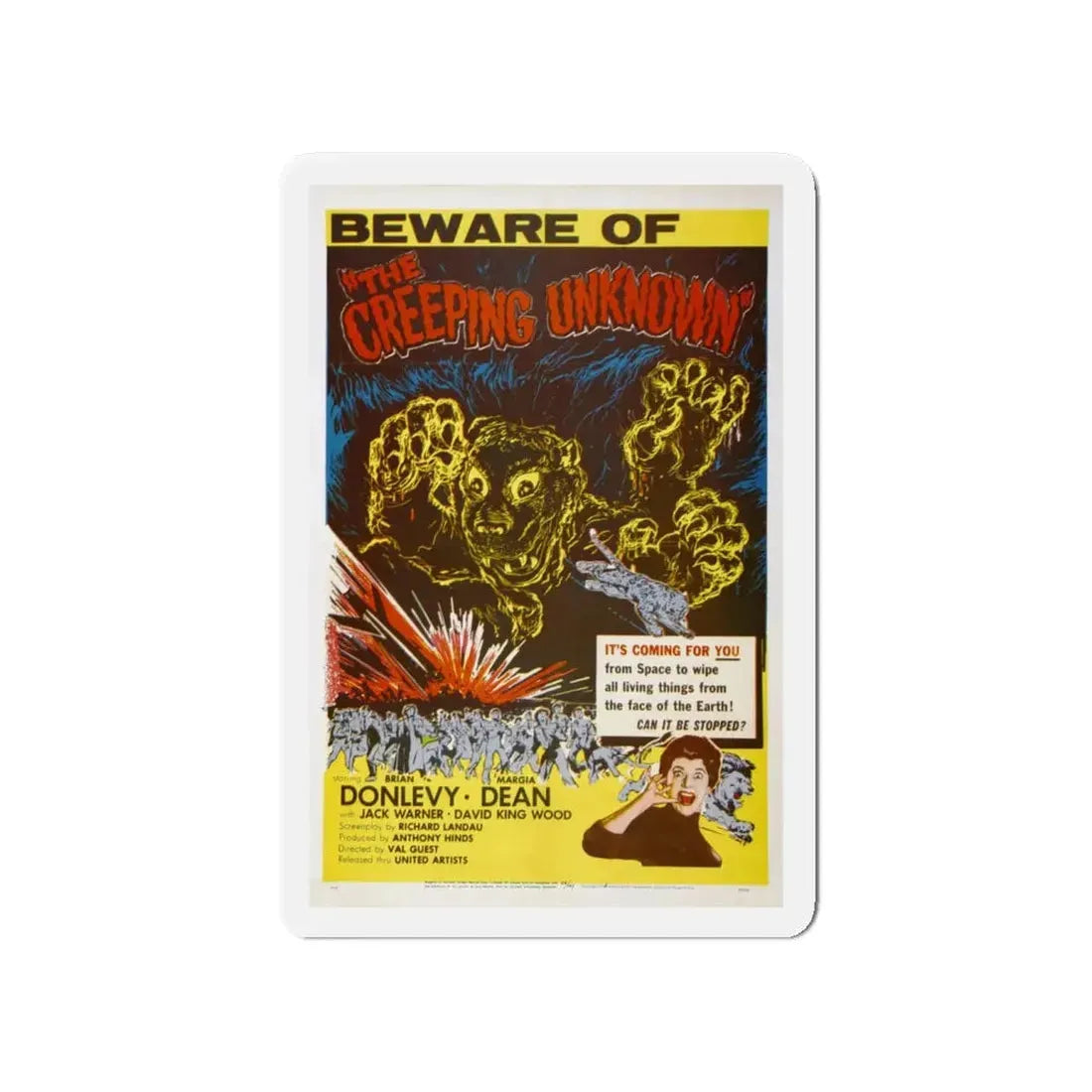 THE QUATERMASS EXPERIMENT (THE CREEPING UNKNOWN) 1955 Movie Poster - Refrigerator Magnet 4 Inch Die-Cut - The Sticker Space