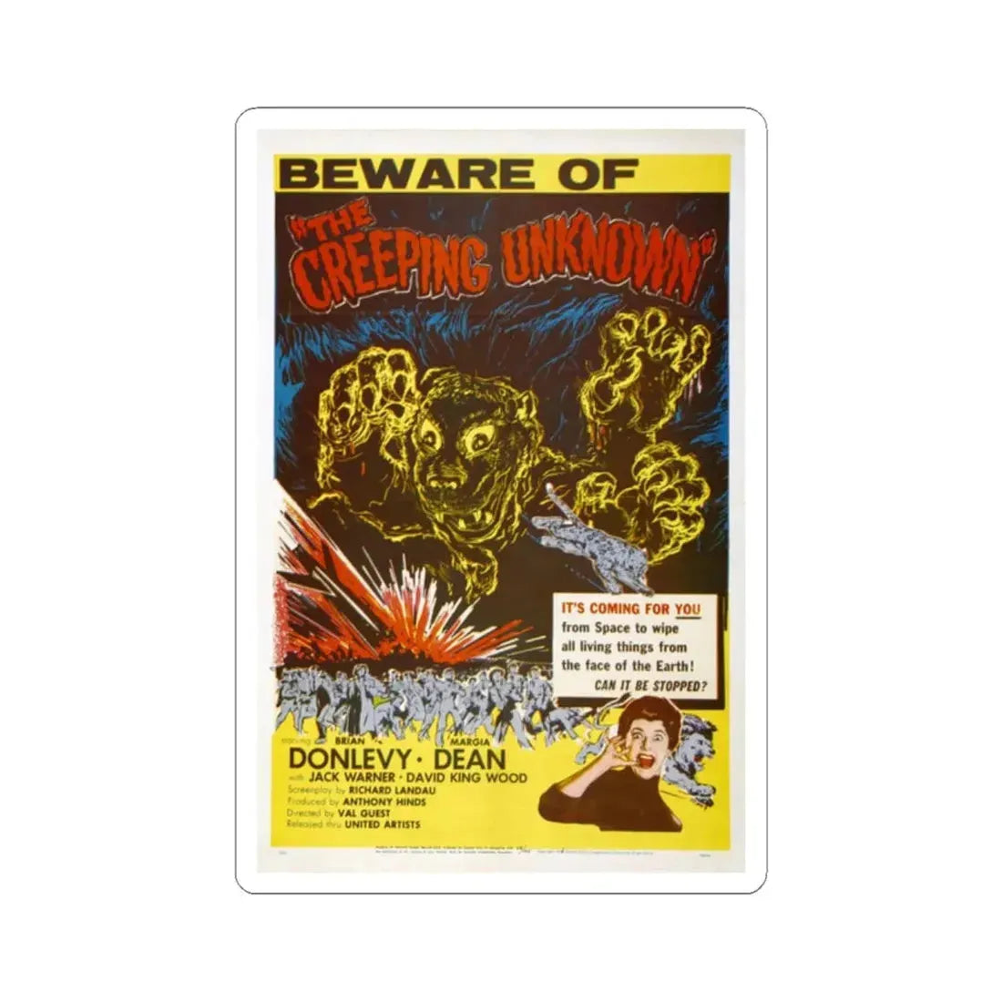 THE QUATERMASS EXPERIMENT (THE CREEPING UNKNOWN) 1955 Movie Poster - STICKER Vinyl Kiss-Cut Decal 2 Inch White - The Sticker Space