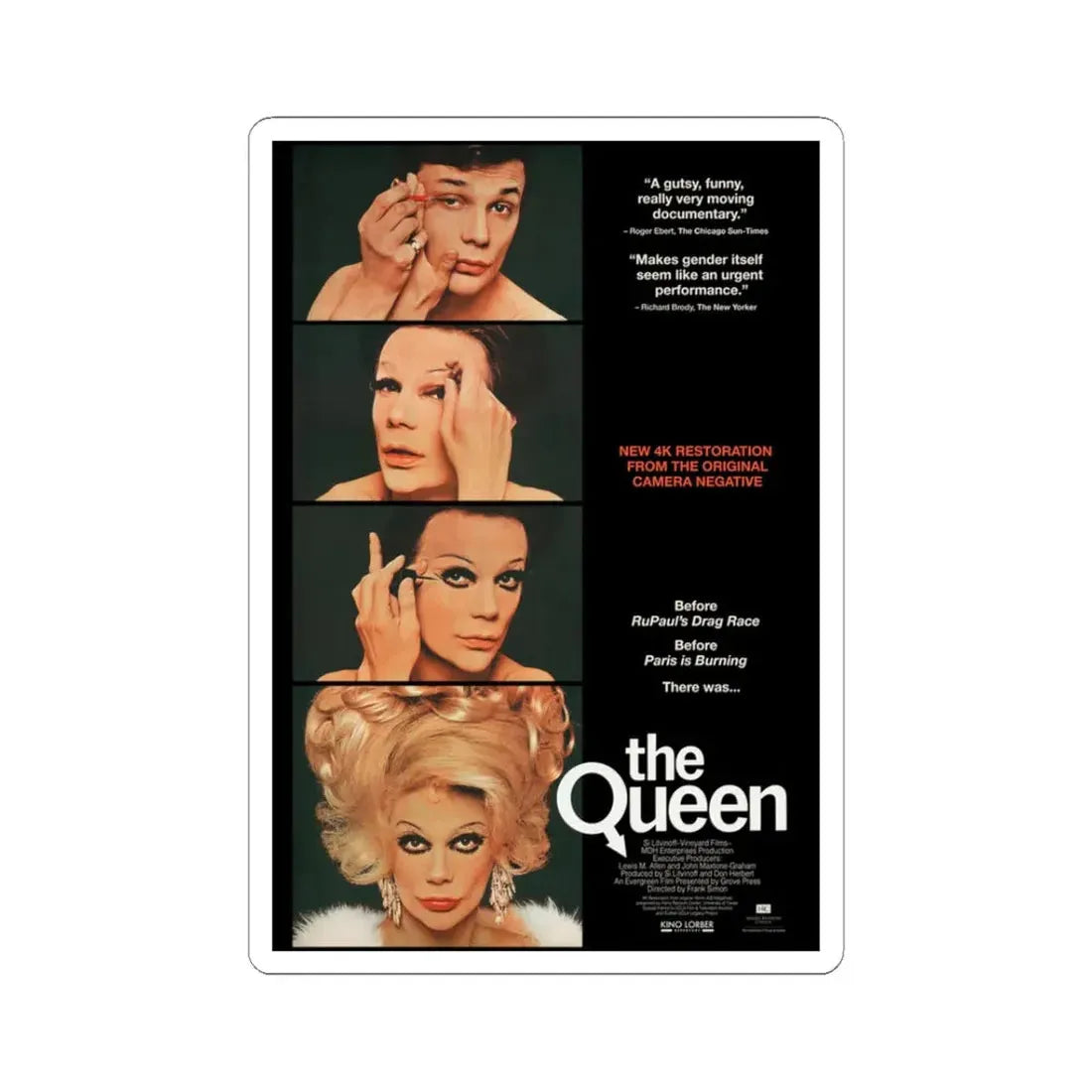 The Queen 1968 Movie Poster - STICKER Vinyl Kiss-Cut Decal 3 Inch White - The Sticker Space
