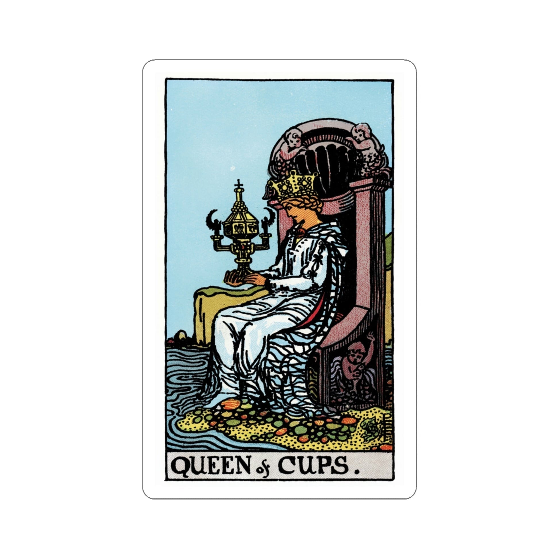 The Queen of Cups (Rider Waite Tarot Deck) STICKER Vinyl Die-Cut Decal-3 Inch-The Sticker Space